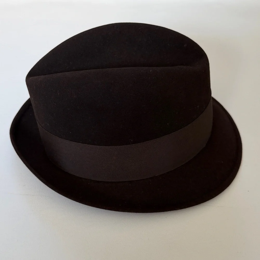 Vintage Dobbs Fedora Hat New York Brown Size 7 - Picture 3 of 7